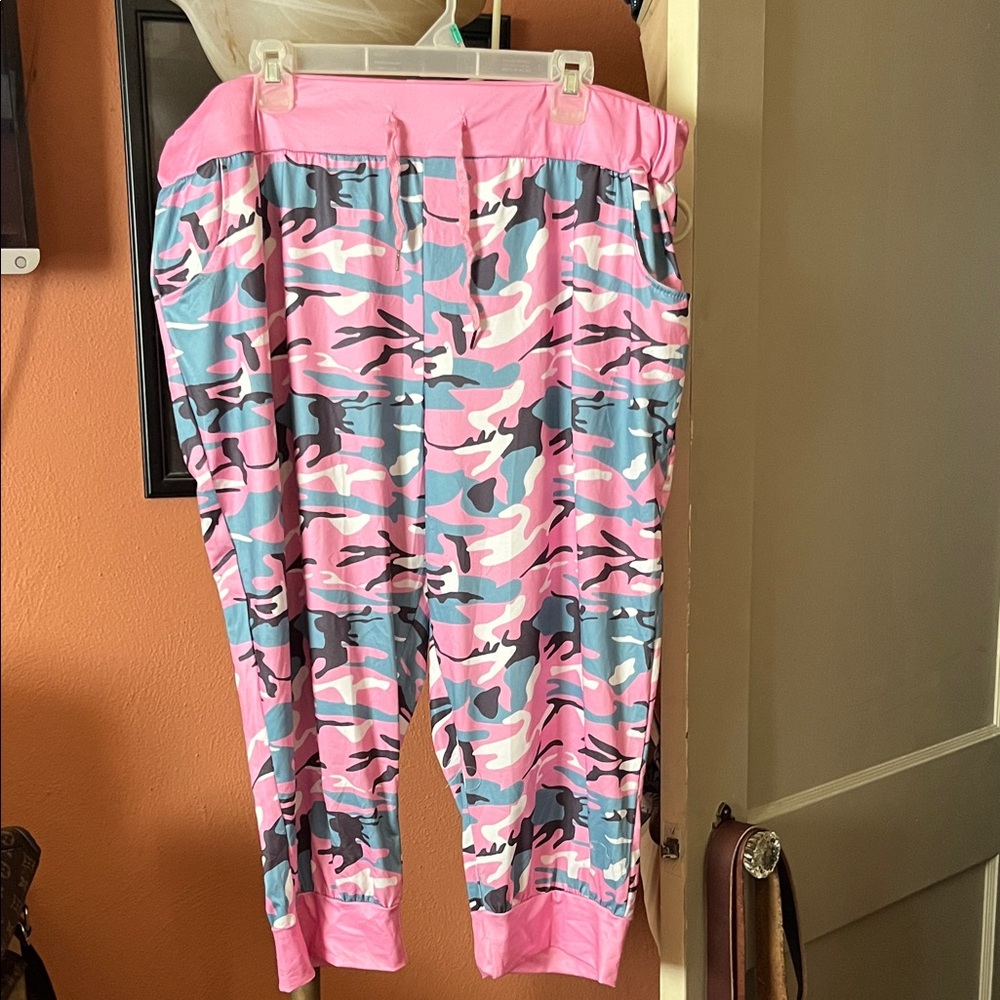 SHEIN Pink and Blue Camouflage Joggers